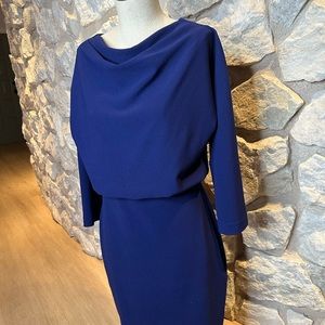 Badgley Mischka long sleeve blue dress